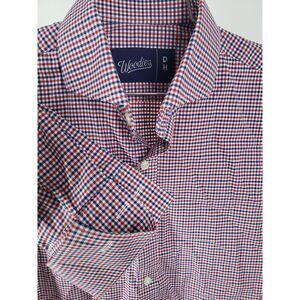Woodies Red White & Blue Gingham French Cuff Premium Fabric *Review Measurements